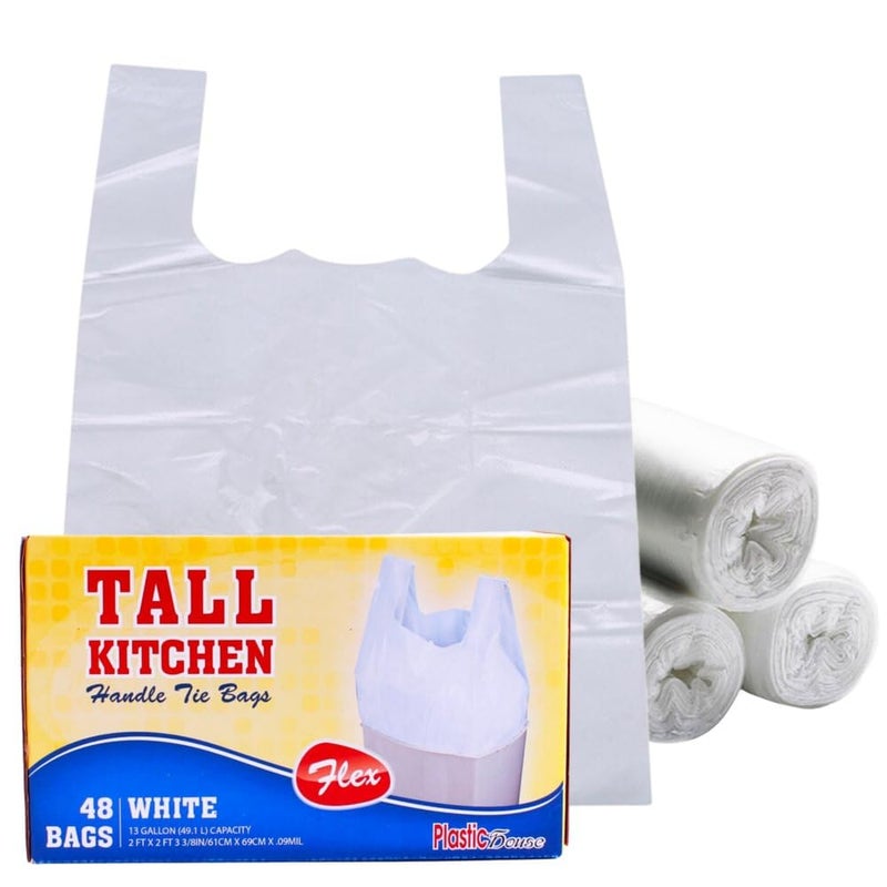 Compare To Glad Handle TIE Flex White Tall Kitchen Trash Bags, 13 Gallon, 48 CT (1) - Image 1